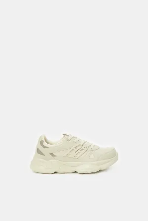 Senior Boys Beige Material Block Chunky Sneaker