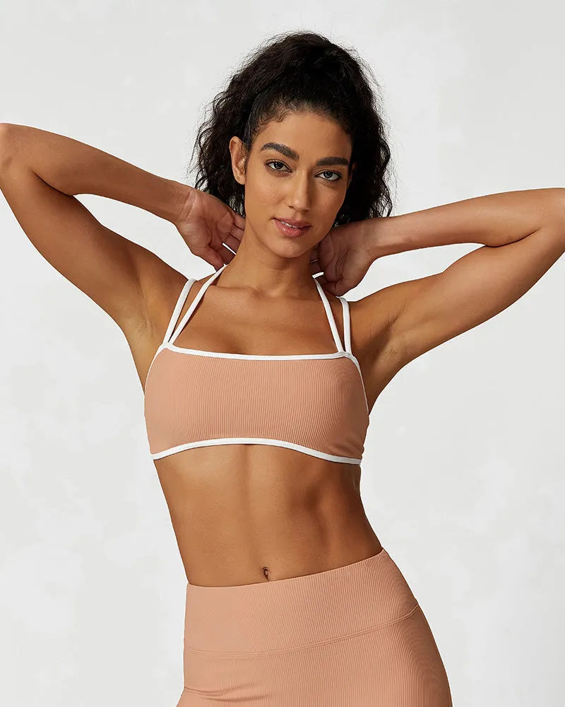 SheCurve®Ribbed Strappy Support Sports Bra