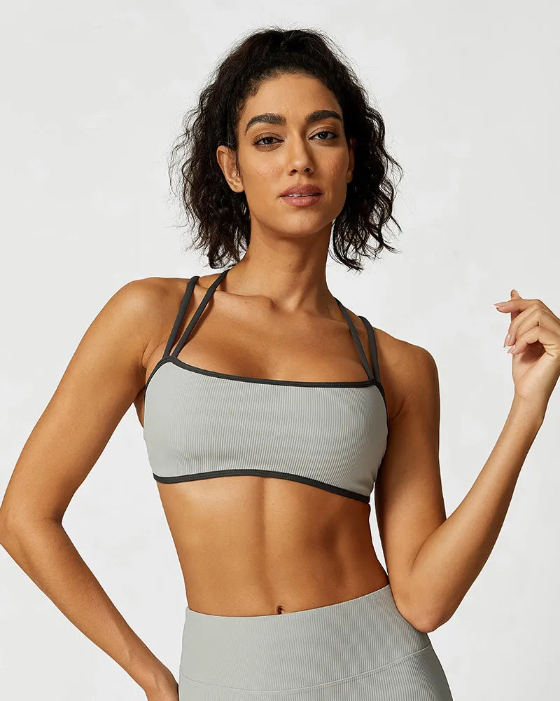 SheCurve®Ribbed Strappy Support Sports Bra