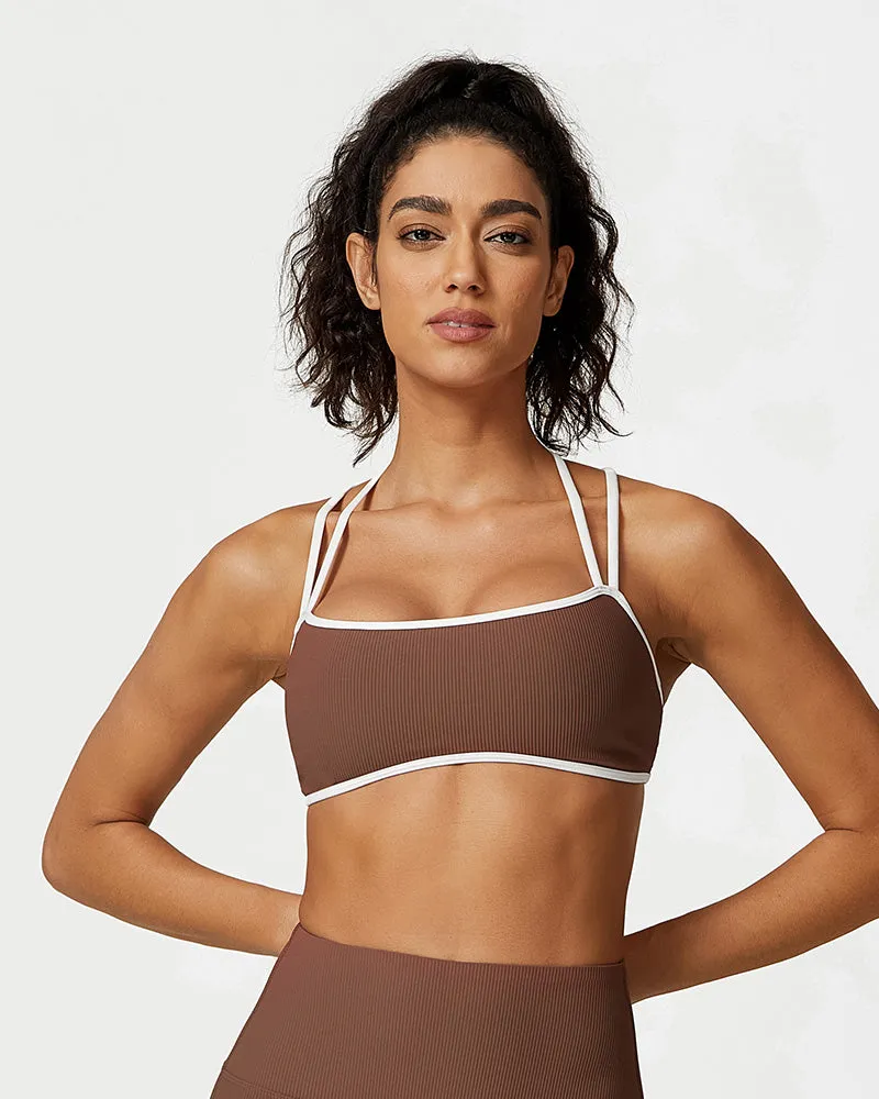 SheCurve®Ribbed Strappy Support Sports Bra