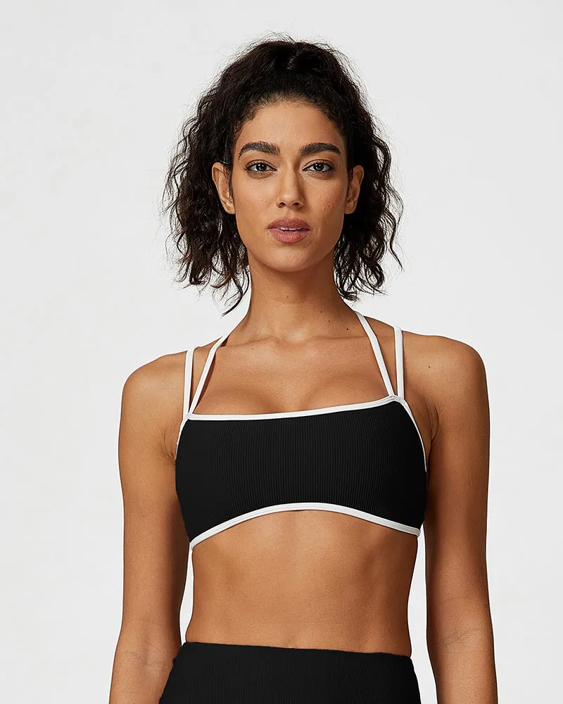 SheCurve®Ribbed Strappy Support Sports Bra