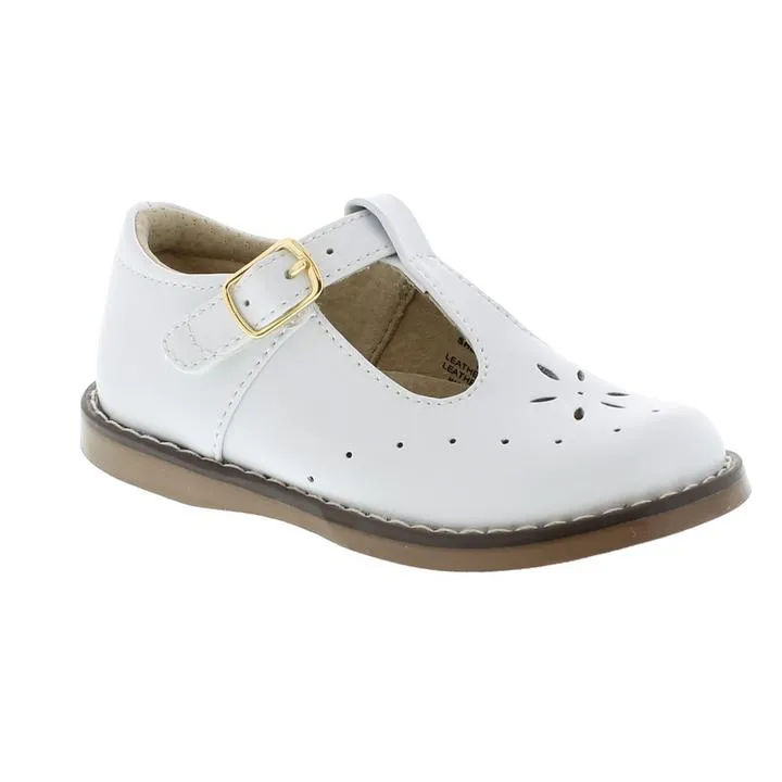 Sherry Kid's T-strap Dress Shoe - White Leather