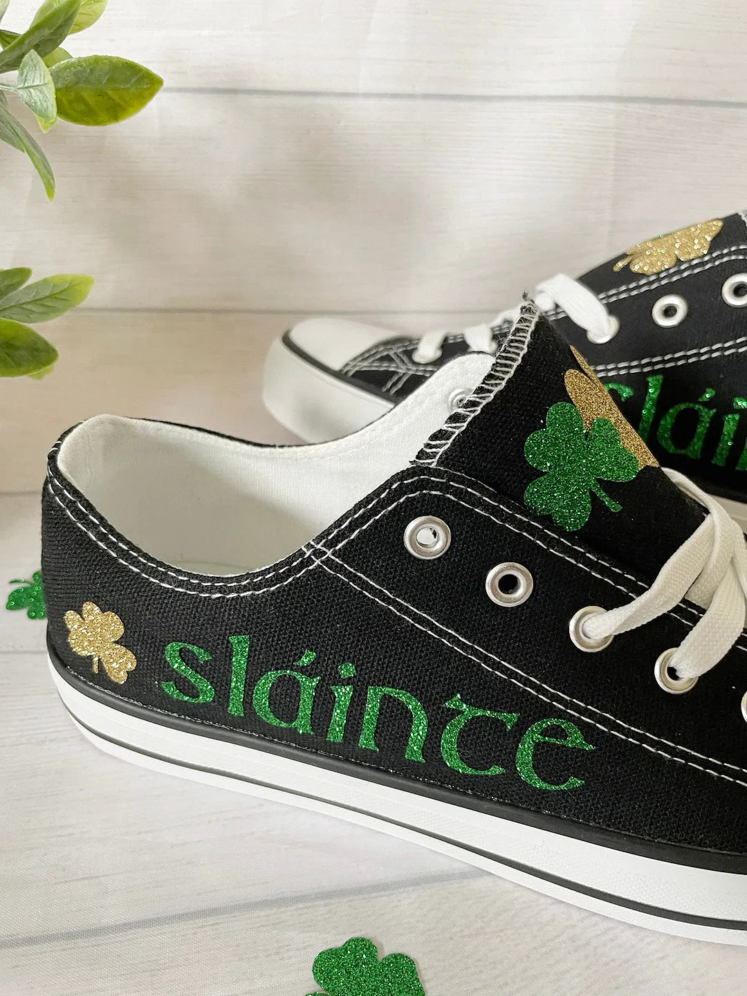 Slainte,St. Patricks day shoes , glitter shamrock shoes - irish shoes - St. Patricks day shoes