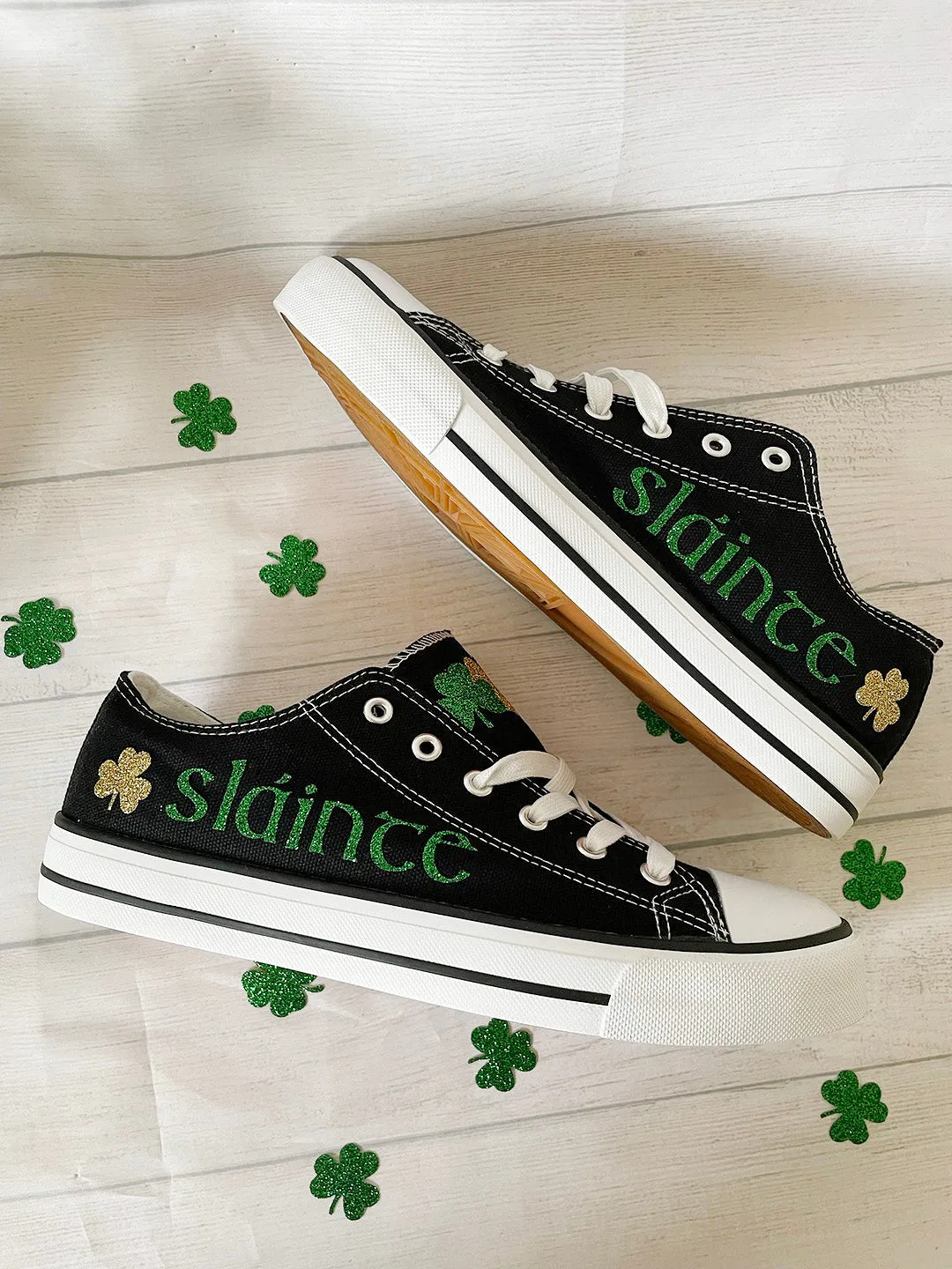 Slainte,St. Patricks day shoes , glitter shamrock shoes - irish shoes - St. Patricks day shoes