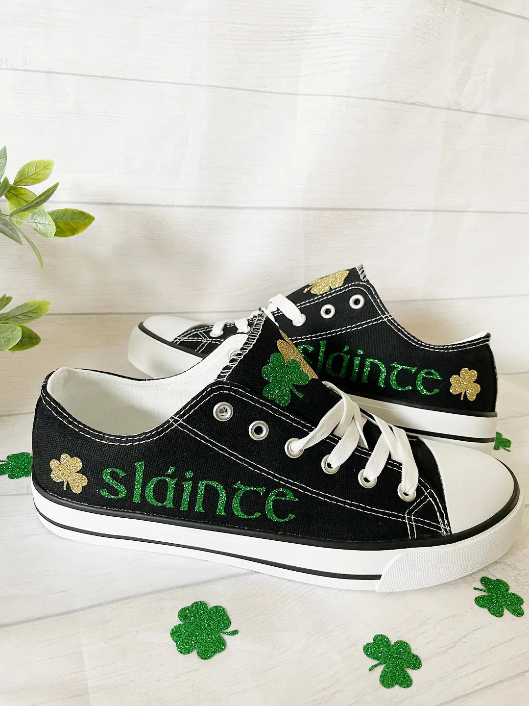 Slainte,St. Patricks day shoes , glitter shamrock shoes - irish shoes - St. Patricks day shoes