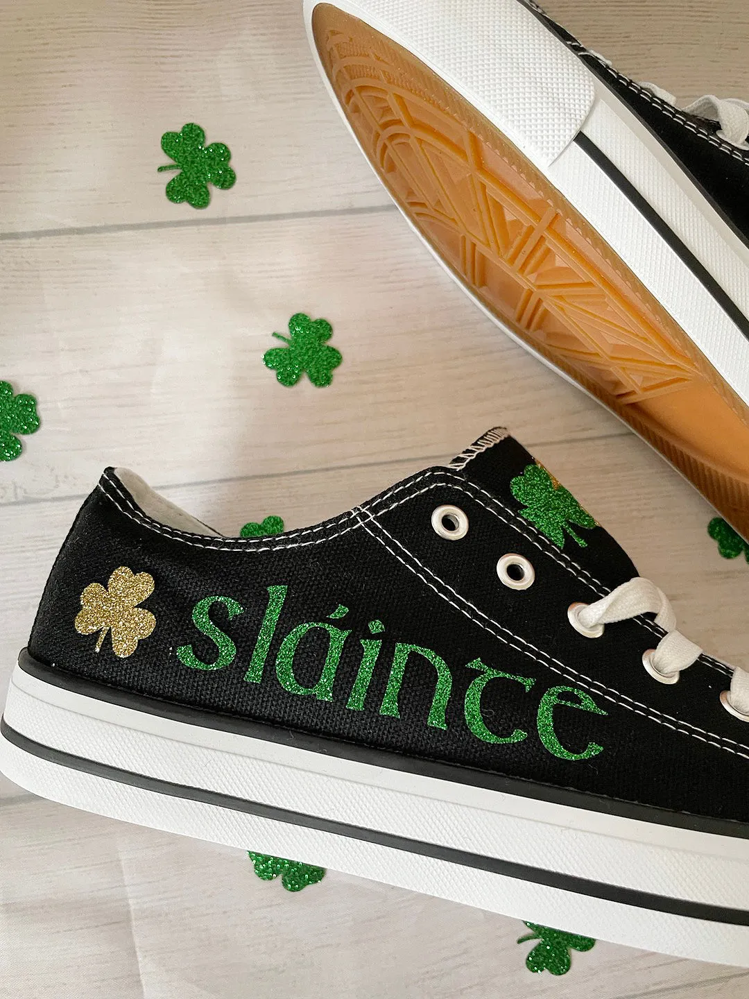 Slainte,St. Patricks day shoes , glitter shamrock shoes - irish shoes - St. Patricks day shoes