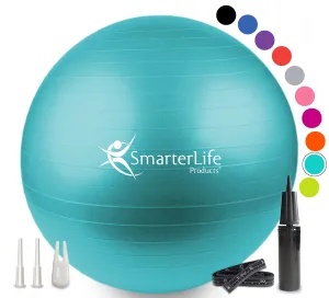 SmarterLife Workout Exercise Ball for Fitness Balance Stability Birthing 75cm Turquoise