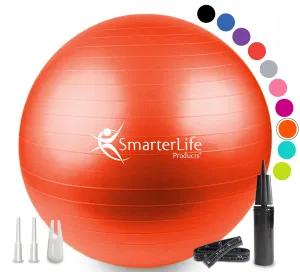 SmarterLife Workout Exercise Ball for Fitness Yoga Balance Birthing 55 cm Orange