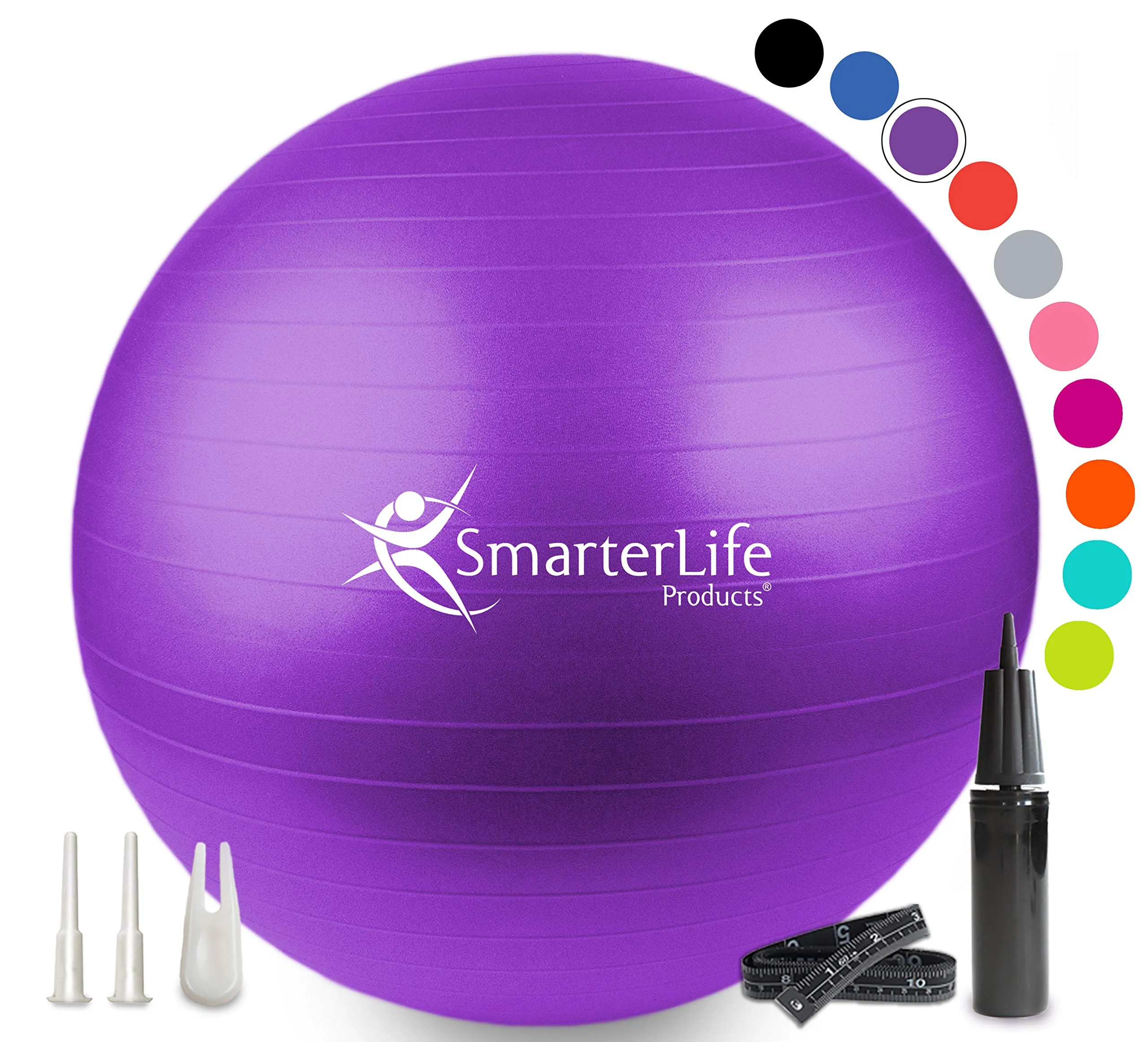 SmarterLife Workout Exercise Ball for Fitness Yoga Balance Stability 45 cm Purple