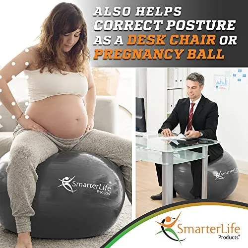 SmarterLife Workout Exercise Ball for Fitness Yoga Balance Stability Birthing