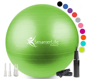 SmarterLife Workout Exercise Ball for Fitness Yoga Balance Stability or Birthing