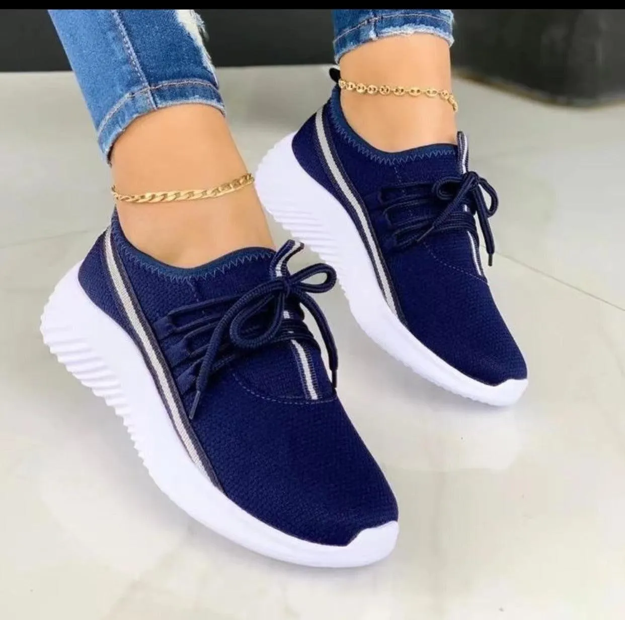 Stripe Sneakers for Women - Casual Sports Shoes