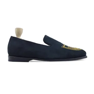 Stuna - Men's Navy Blue Kid Suede Loafer