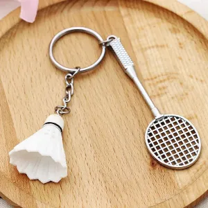 Stylish Metal Badminton Keychain WHITE