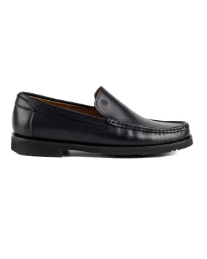 T-Lento Black Genuine Leather Men's Loafer Shoes