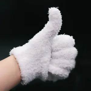 Thickened Hanging Porcelain Pulp Tray Walnut Coral Velvet Gloves, Color: White Regular