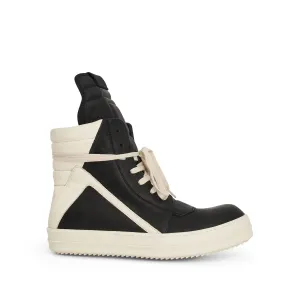 Washed Calf Geobasket Leather Sneaker in Black/Milk