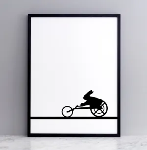 Wheelchair Racing Rabbit Print