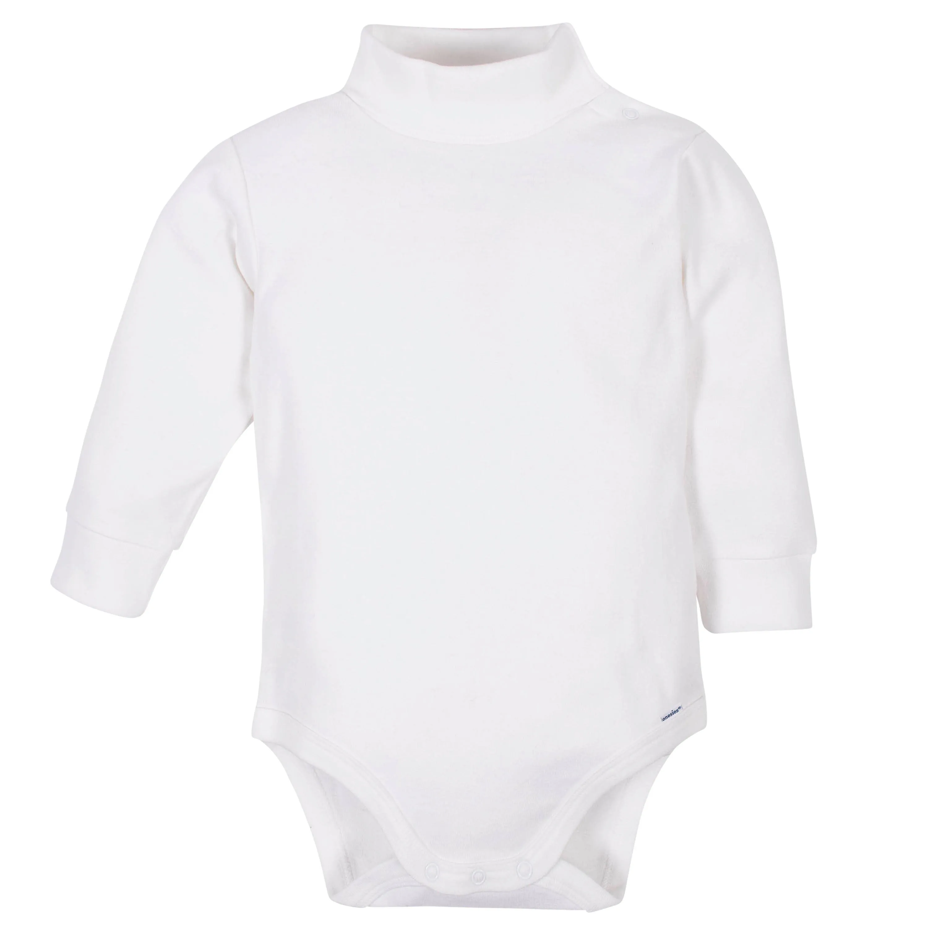 White Long Sleeve Turtleneck Onesies Bodysuits 2-Pack