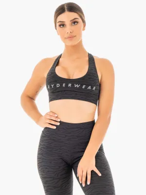 Wild Cross Over Sports Bra - Black Zebra