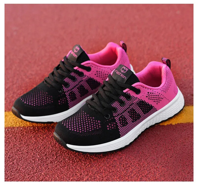 Women’s Breathable Mesh Lace-Up Platform Sneakers – Casual Walking & Tennis Shoes